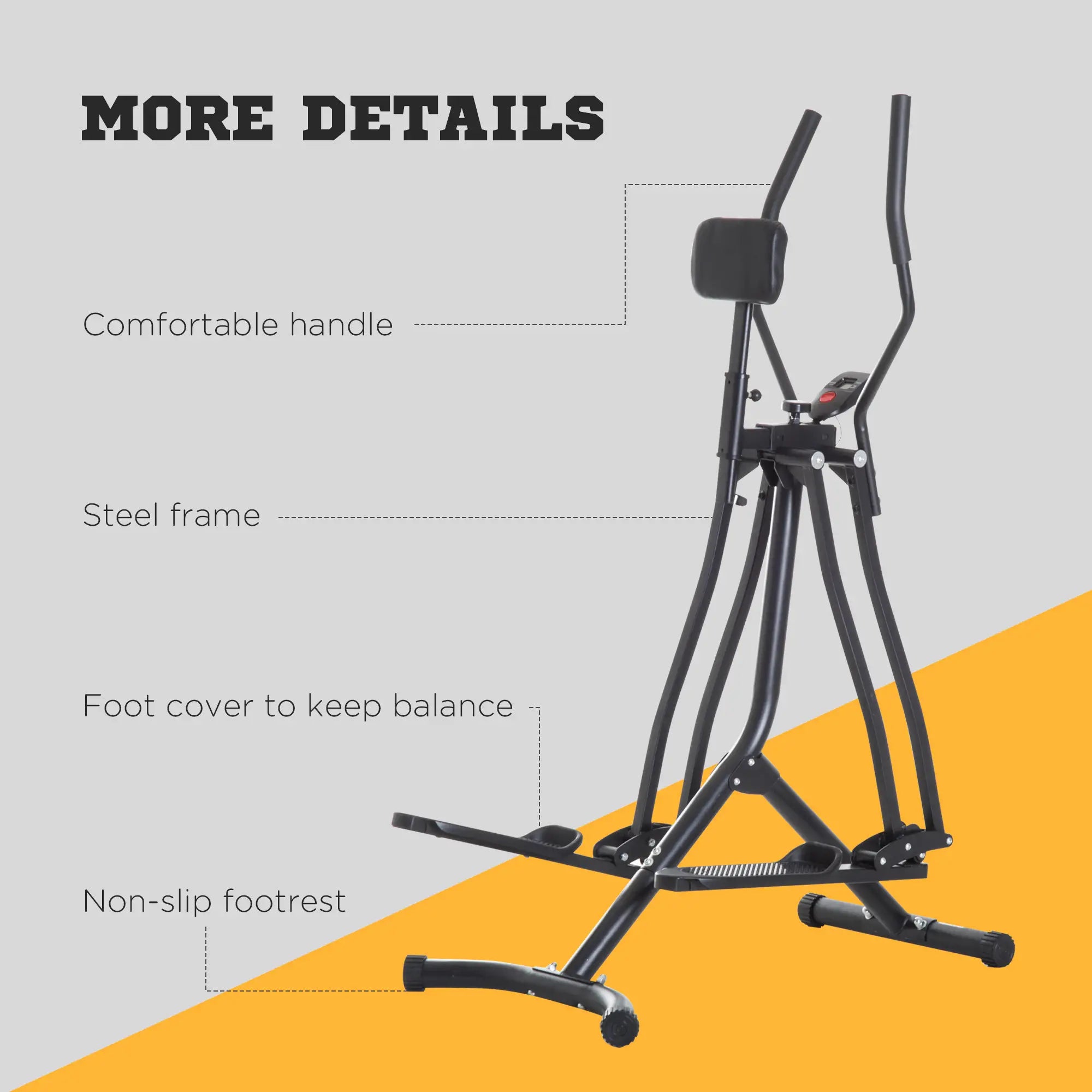 Air Walker Glider, Cross Trainer Fitness Machine, with LCD, for Home Gym, Black