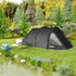 3-4 Man Tunnel Tent, Two Room Camping Tent with Windows, Portable Carry Bag, for Fishing, Hiking, Sports, Festival - Black