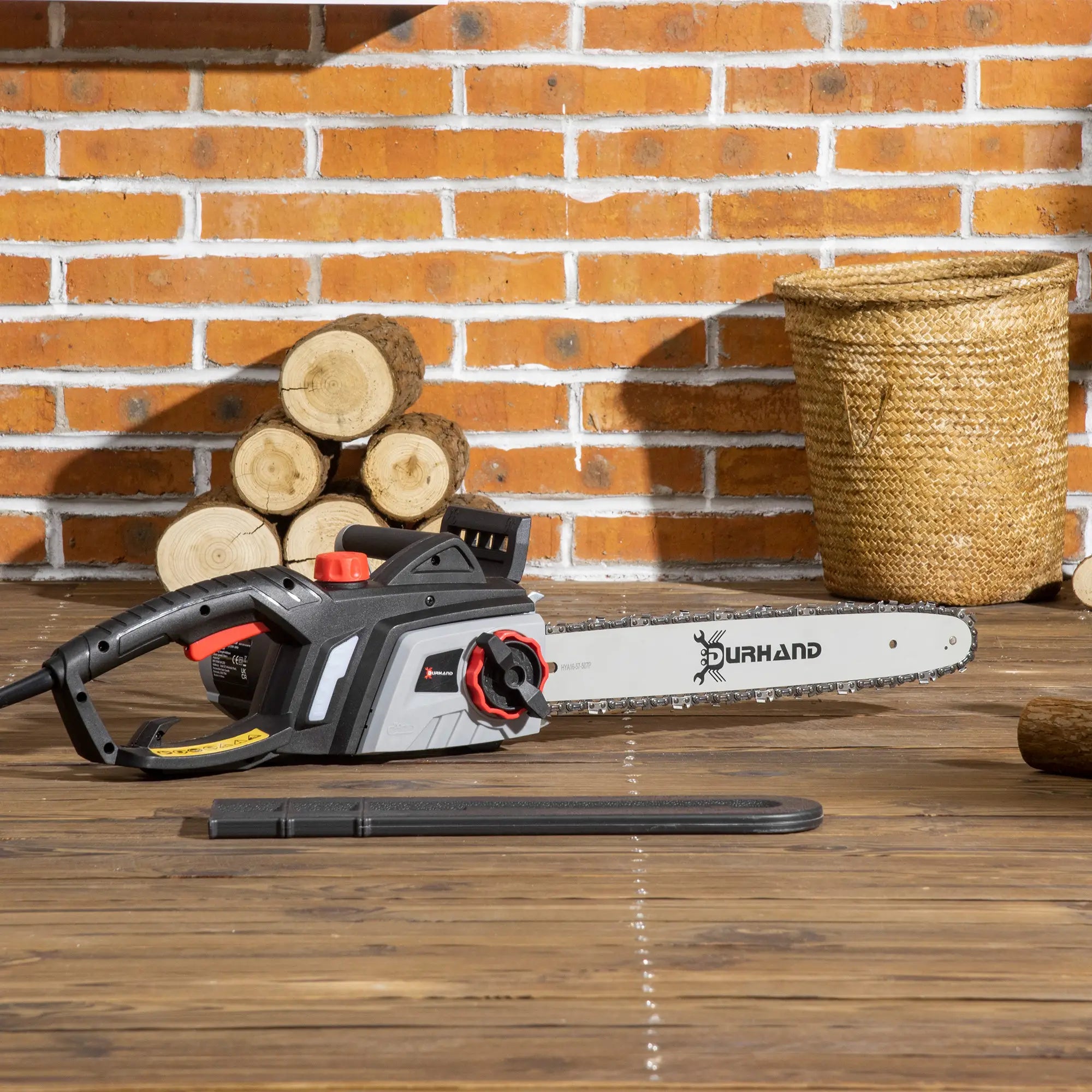 1600W Electric Chainsaw with Double Brake, Tool-Free Chain Tensioning and 16inch Guide Bar and Chain, Power Saw to Cut Wood, Auto Chain Lubrication