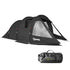 3-4 Man Tunnel Tent, Two Room Camping Tent with Windows, Portable Carry Bag, for Fishing, Hiking, Sports, Festival - Black