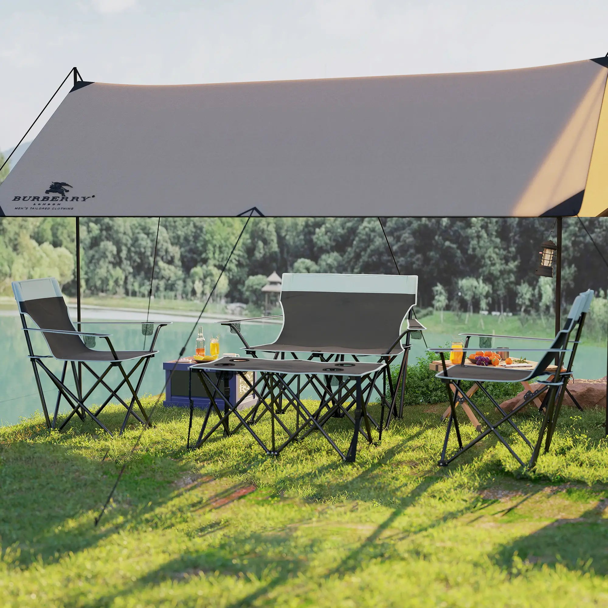 Four-Piece Portable Picnic Table Set - Grey