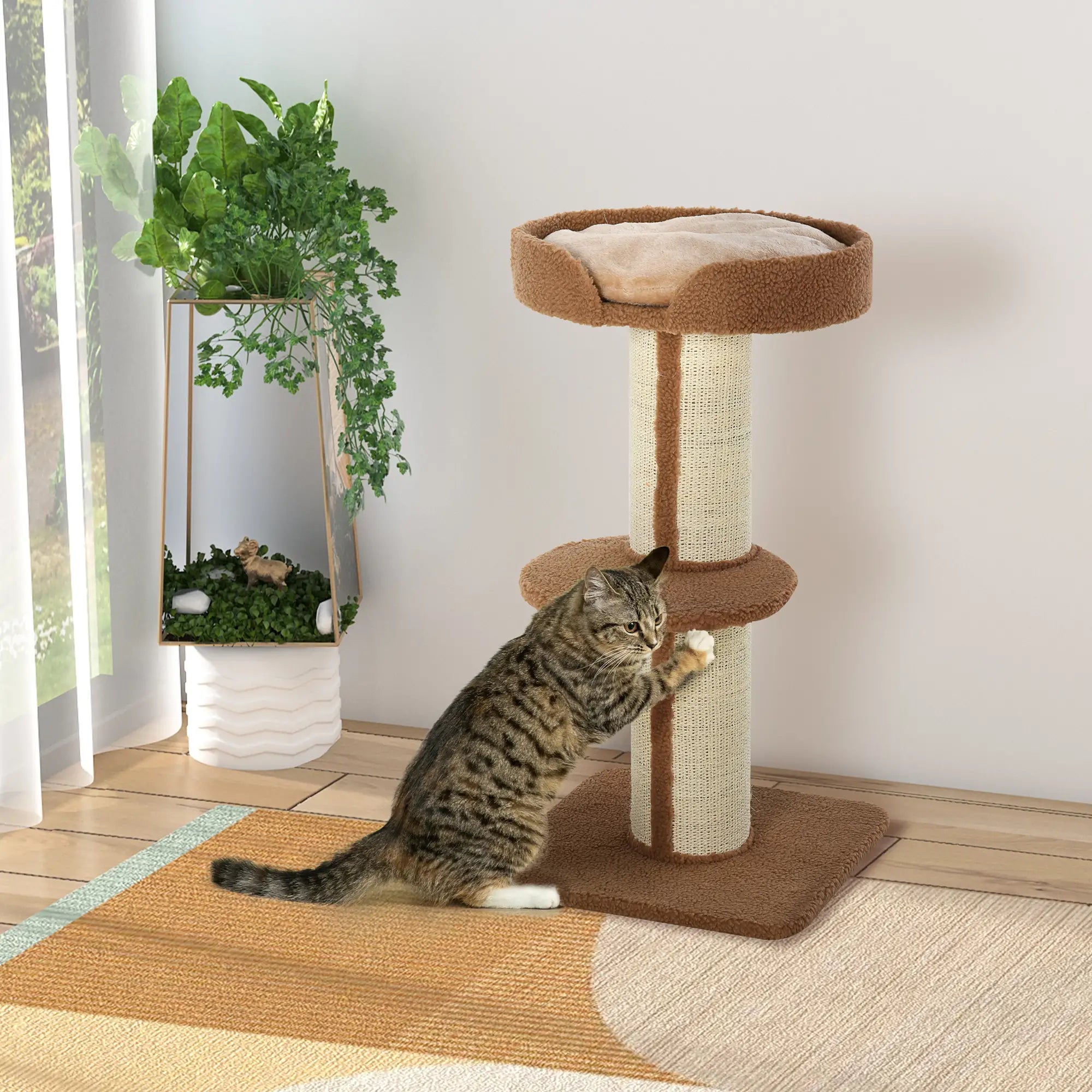 91cm Cat Tower Scratching Posts Cat Tree for Indoor Cats Kitten Activity Centre Brown