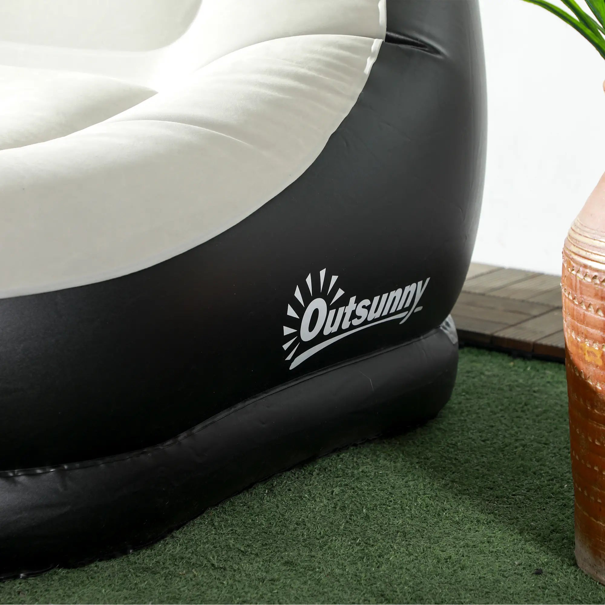 Inflatable Tub Chair and Footstool, Grey