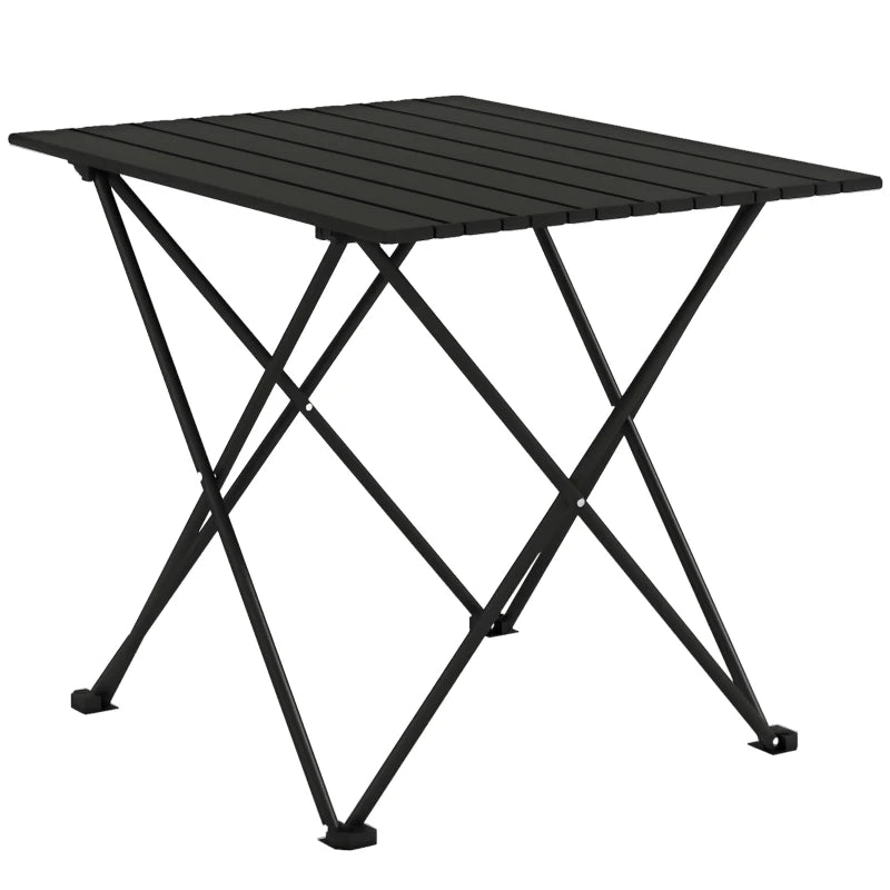 Folding Camping Table, Lightweight Metal Picnic Table with Carry Bag, Foldable Table for Outdoor Camping, Picnic, Hiking, BBQ, Fishing, Black