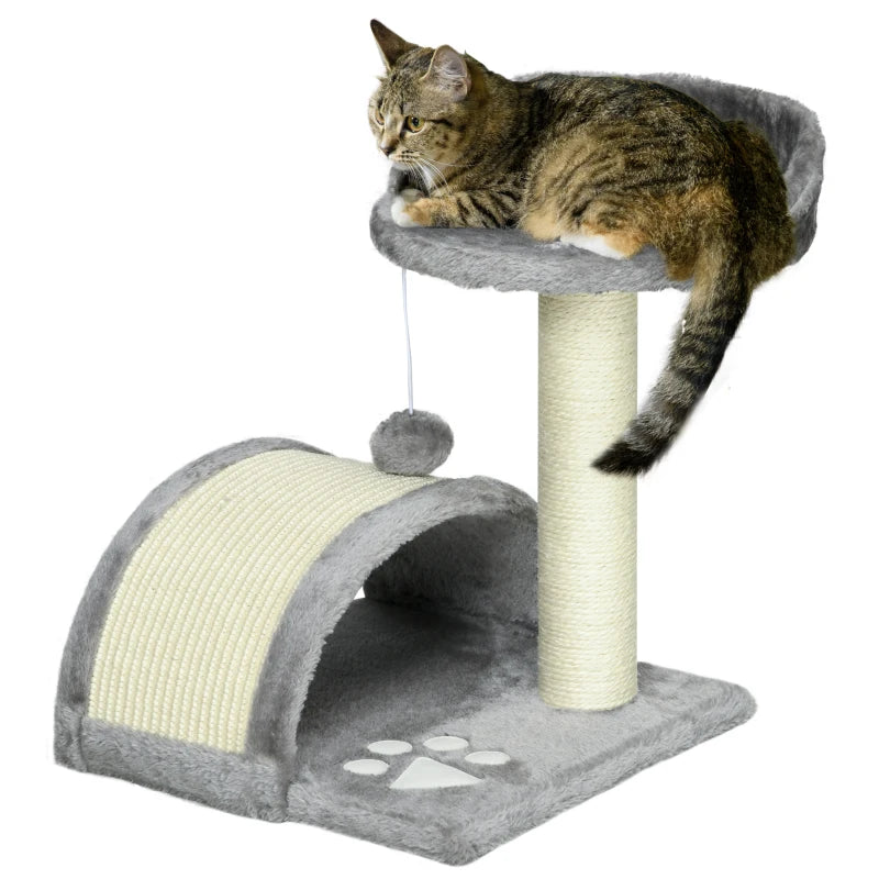 Cat Tree, Kitten Scratcher Activity Centre, with Sisal Scratching Post, Toy Ball - Grey