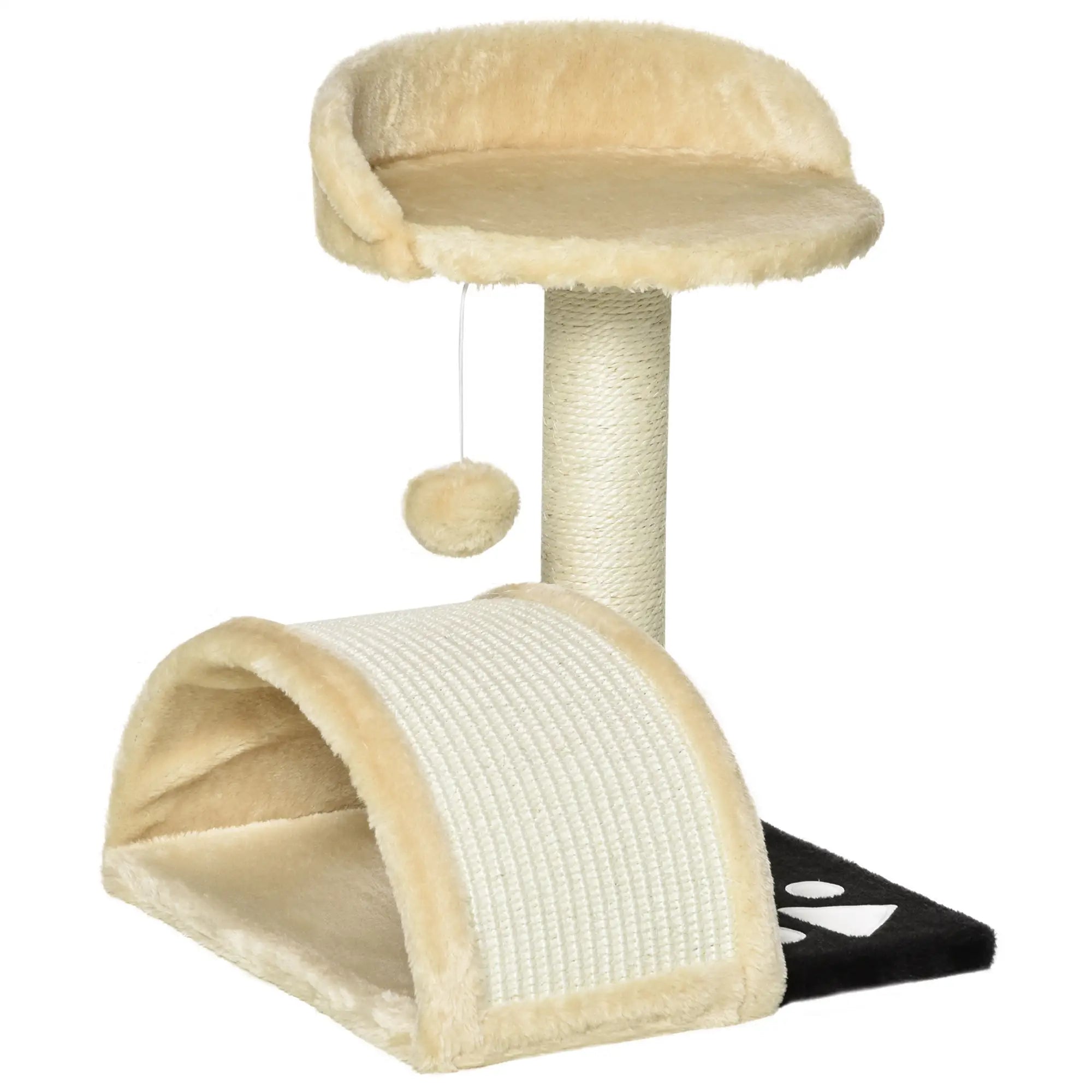 Cat Tree Scratching Scratcher Post Kitten Activity Centre Climber Hanging Ball Beige