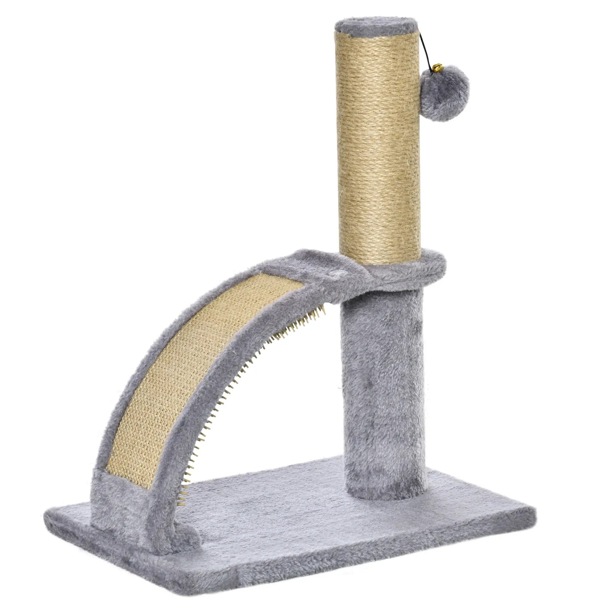 Cat Tree for Indoor Cats Climbing Activity Center Kitten Tower Furniture with Jute Post Scratching Massage Board Hanging Ball with Bell 34 x 24 x 43cm Grey