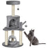 Cat Tree Tower for Indoor Cats Climbing Activity Center Kitten Furniture with Jute Scratching Post Bed Tunnel Perch Hanging Balls Grey