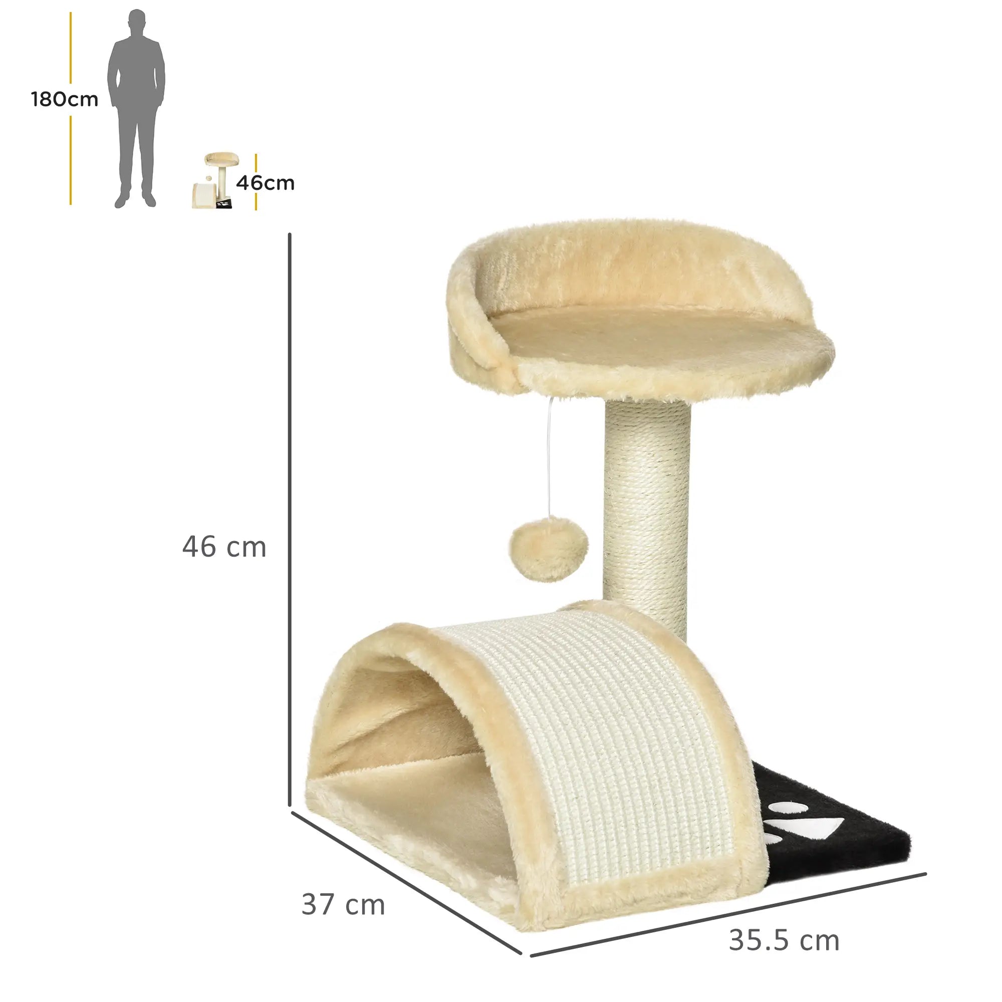 Cat Tree Scratching Scratcher Post Kitten Activity Centre Climber Hanging Ball Beige
