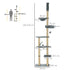 Floor to Ceiling Cat Tree for Indoor Cats, 6-Tier Play Tower Climbing Activity Center with Scratching Post, Platforms, Bed, Hammock, Adjustable Height 230-250cm, Grey