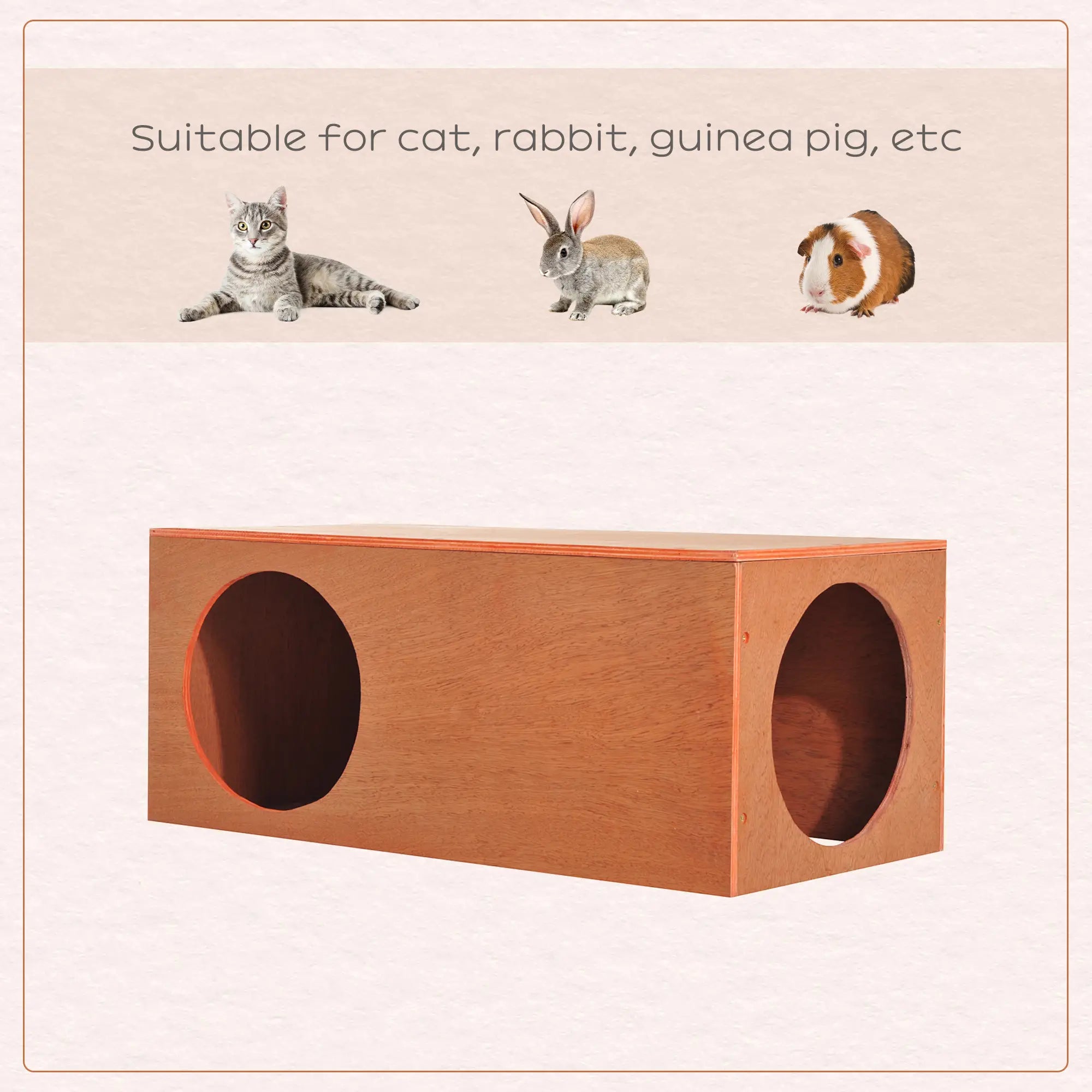 Outdoor Rabbit Hideaway Shelter Indoor Cat Tunnel Garden Kitty Box House Pet Home Run Play Cage Waterproof 60Lx30Wx25H(cm)