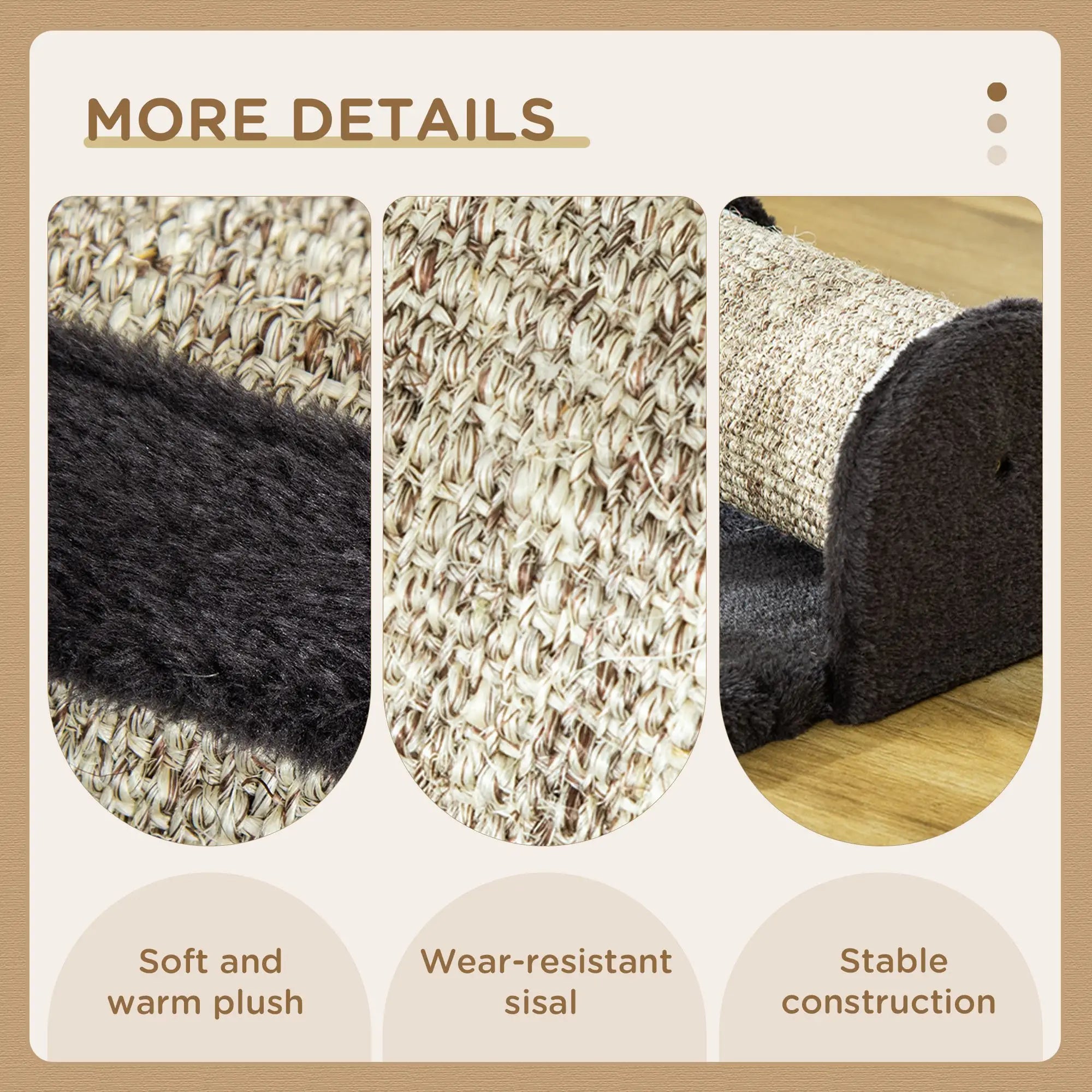 Cat Scratcher, Sisal Cat Scratching Board Mat Pad with Roller, Feather Toy, 44 x 24 x 16 cm, Grey
