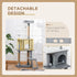 Cat Tree Tower for Indoor Cats 142cm Climbing Kitten Activity Center with Jute Scratching Post Board Perch Roomy Condo Removable Felt Hanging Toy, Grey