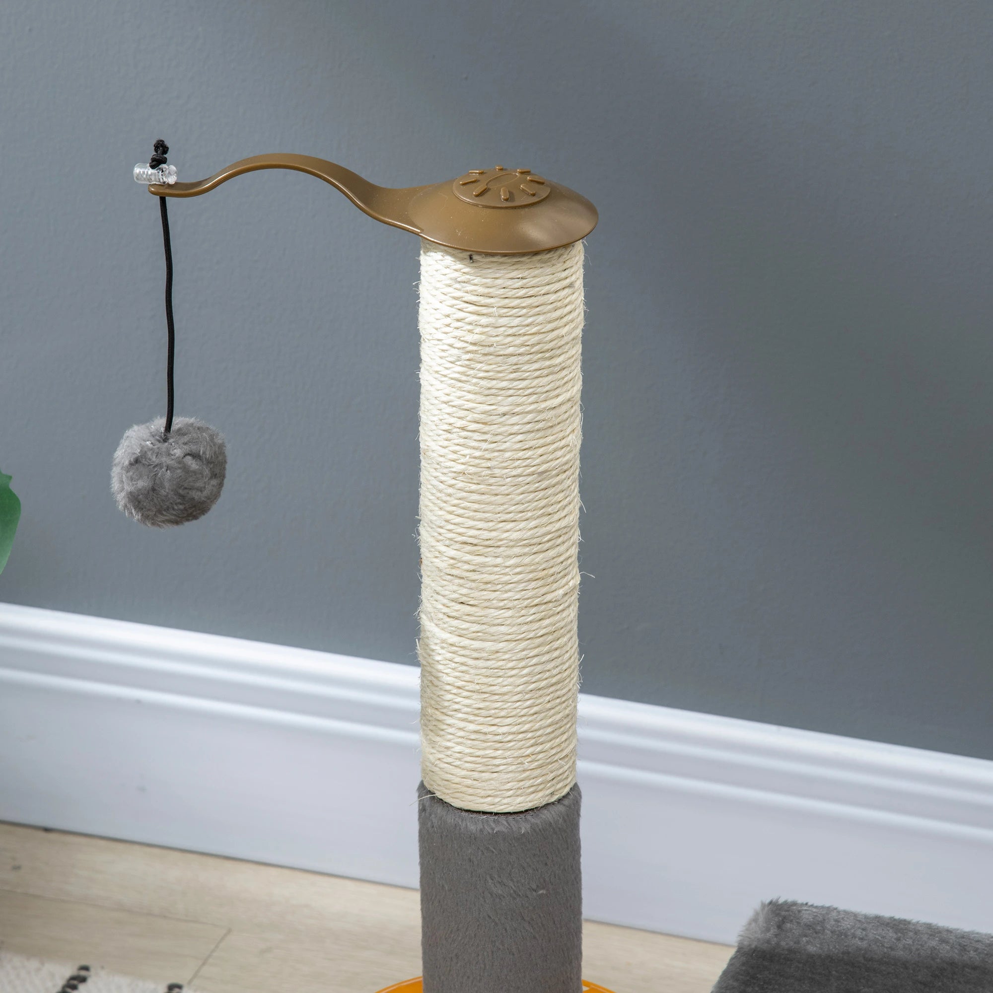 56cm Cat Tree Tower Activity Centre, Climbing Stand Kitten House Furniture w/ Scratching Posts, Toy Ball - Grey 5