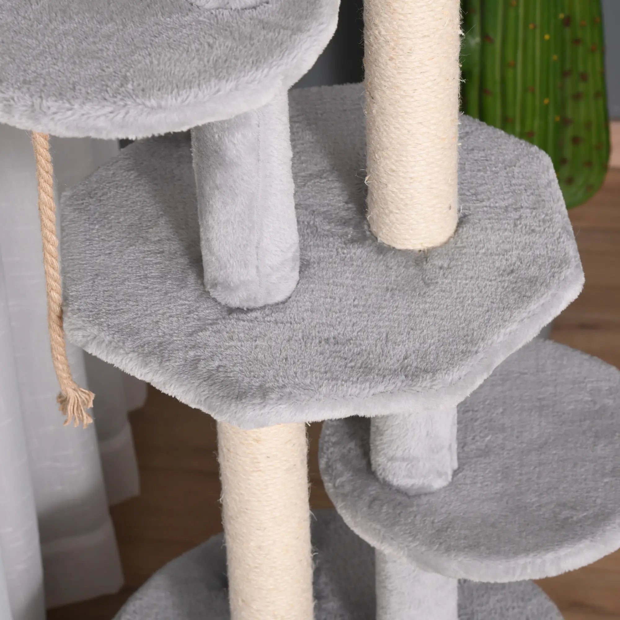 Cat Tree for Indoor Cats Kitten Tower Multi-level Activity Centre Pet Furniture with Scratching Post Condo Hanging Ropes Plush Perches Grey