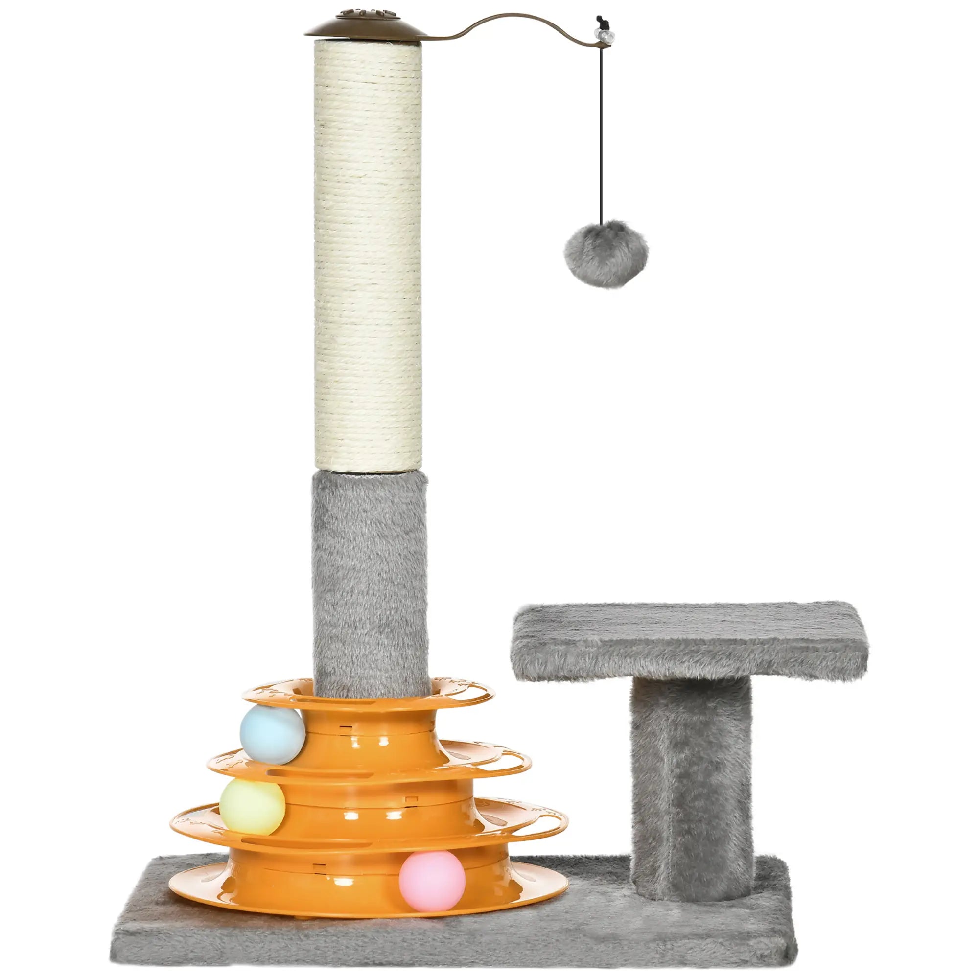 56cm Cat Tree Tower Activity Centre, Climbing Stand Kitten House Furniture w/ Scratching Posts, Toy Ball - Grey 5