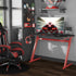 122 x 66 cm Gaming Desk, Carbon Fibre Covered Computer Desk, Gamer Workstation with Headphone Hook, Cup Holder and Gamepad Storage Rack, Black and Red Bargain Clearance Centre