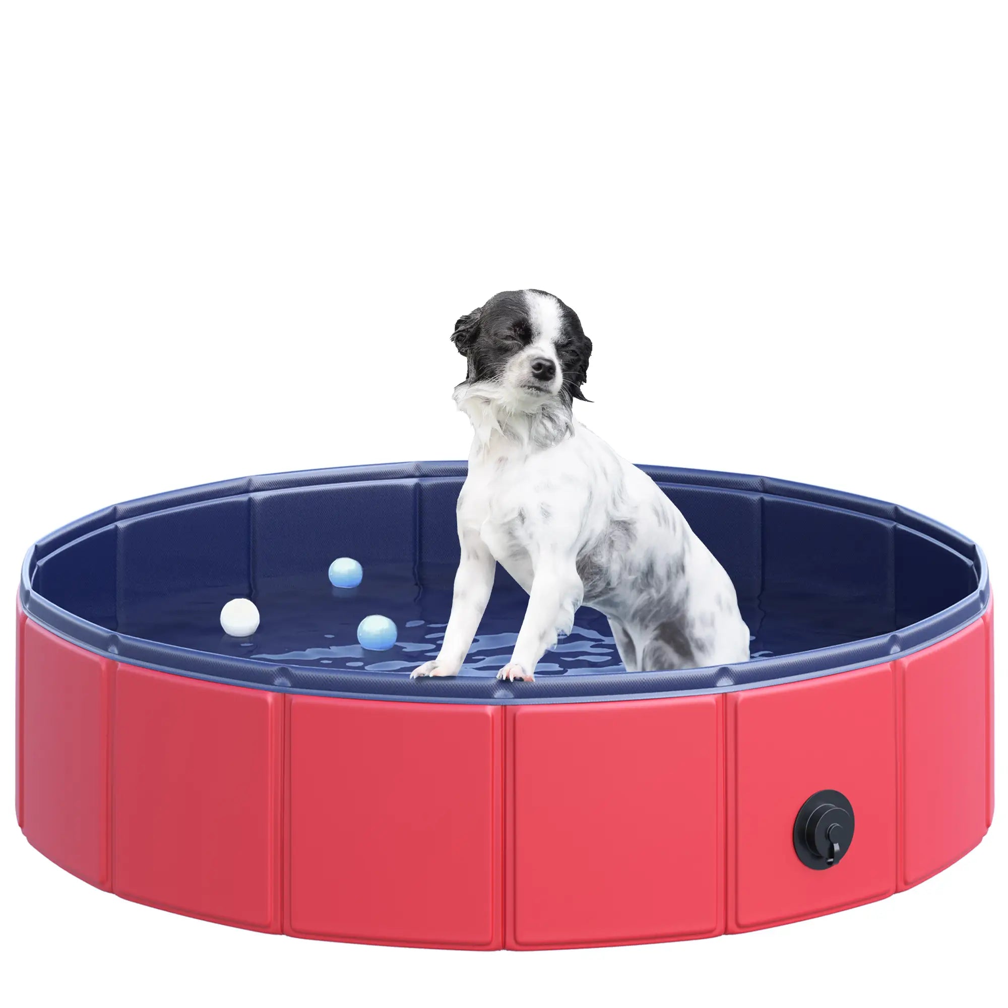 Foldable Dog Paddling Pool Pet Cat Swimming Pool Indoor/Outdoor Collapsible Summer Bathing Tub Shower Tub Puppy Washer (Φ80 × 20H cm, Red)