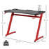 122 x 66 cm Gaming Desk, Carbon Fibre Covered Computer Desk, Gamer Workstation with Headphone Hook, Cup Holder and Gamepad Storage Rack, Black and Red Bargain Clearance Centre