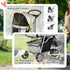 Dog Stroller, 3 Wheels Foldable Cat Dog Pram with Cup Holder, Storage Basket, Pet Stroller for Small Miniature Dogs, Grey
