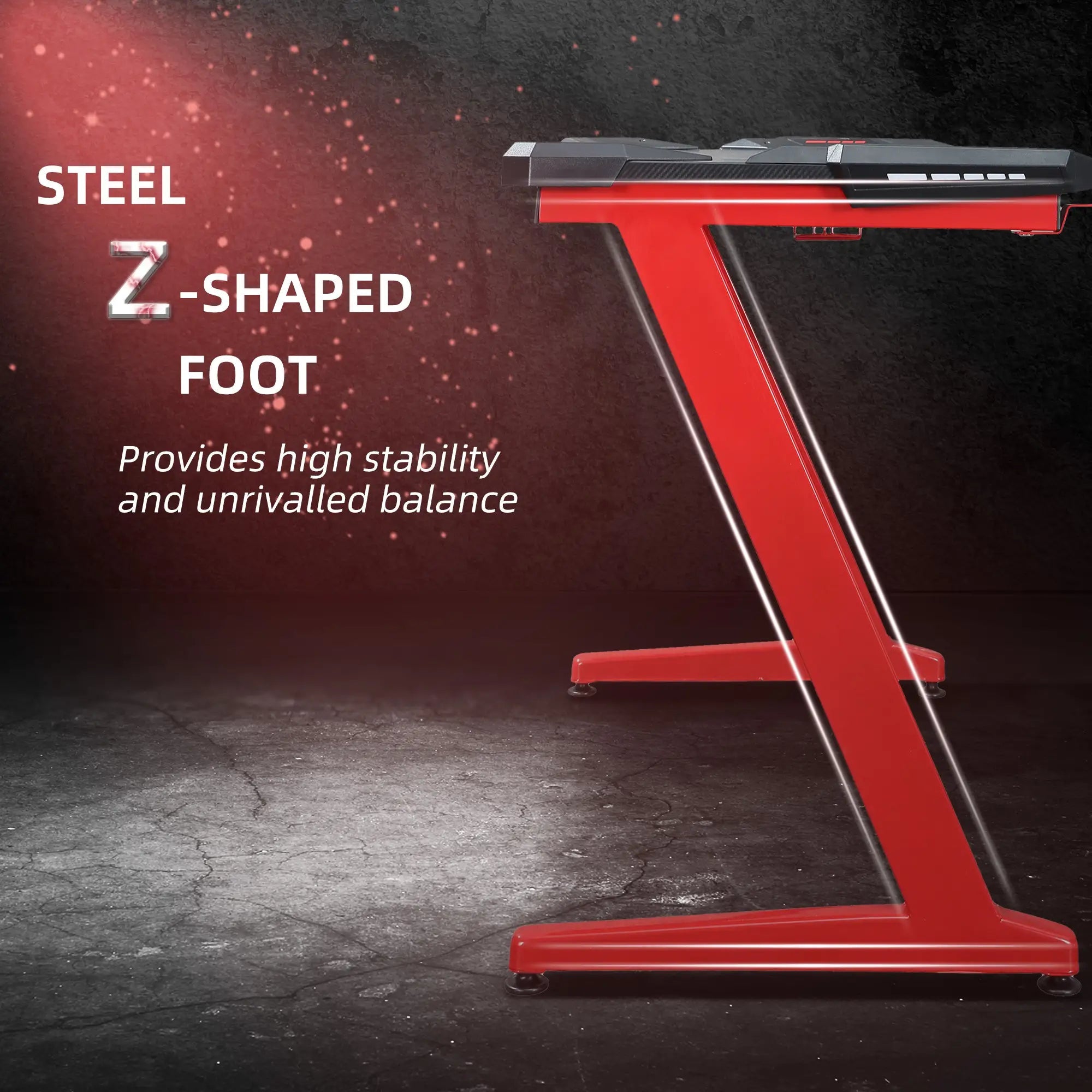 122 x 66 cm Gaming Desk, Carbon Fibre Covered Computer Desk, Gamer Workstation with Headphone Hook, Cup Holder and Gamepad Storage Rack, Black and Red Bargain Clearance Centre