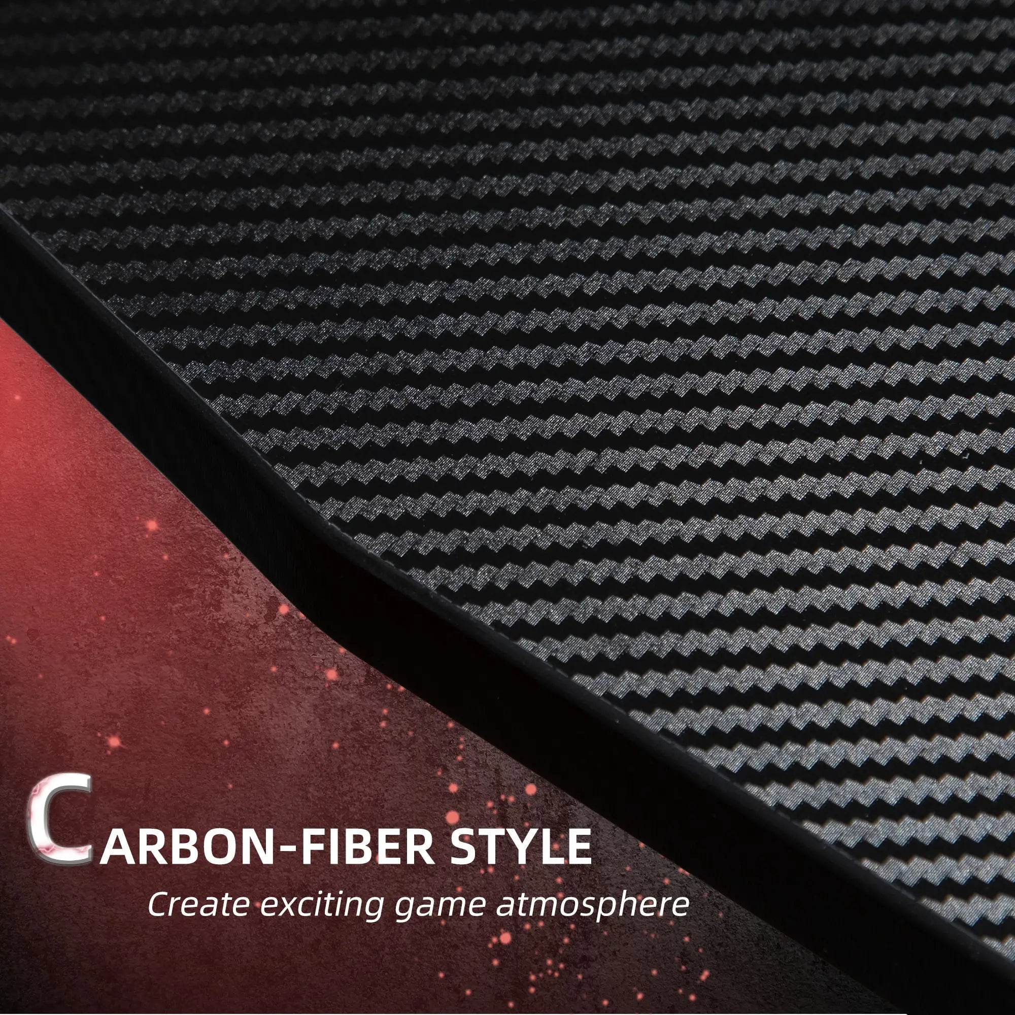 122 x 66 cm Gaming Desk, Carbon Fibre Covered Computer Desk, Gamer Workstation with Headphone Hook, Cup Holder and Gamepad Storage Rack, Black and Red Bargain Clearance Centre