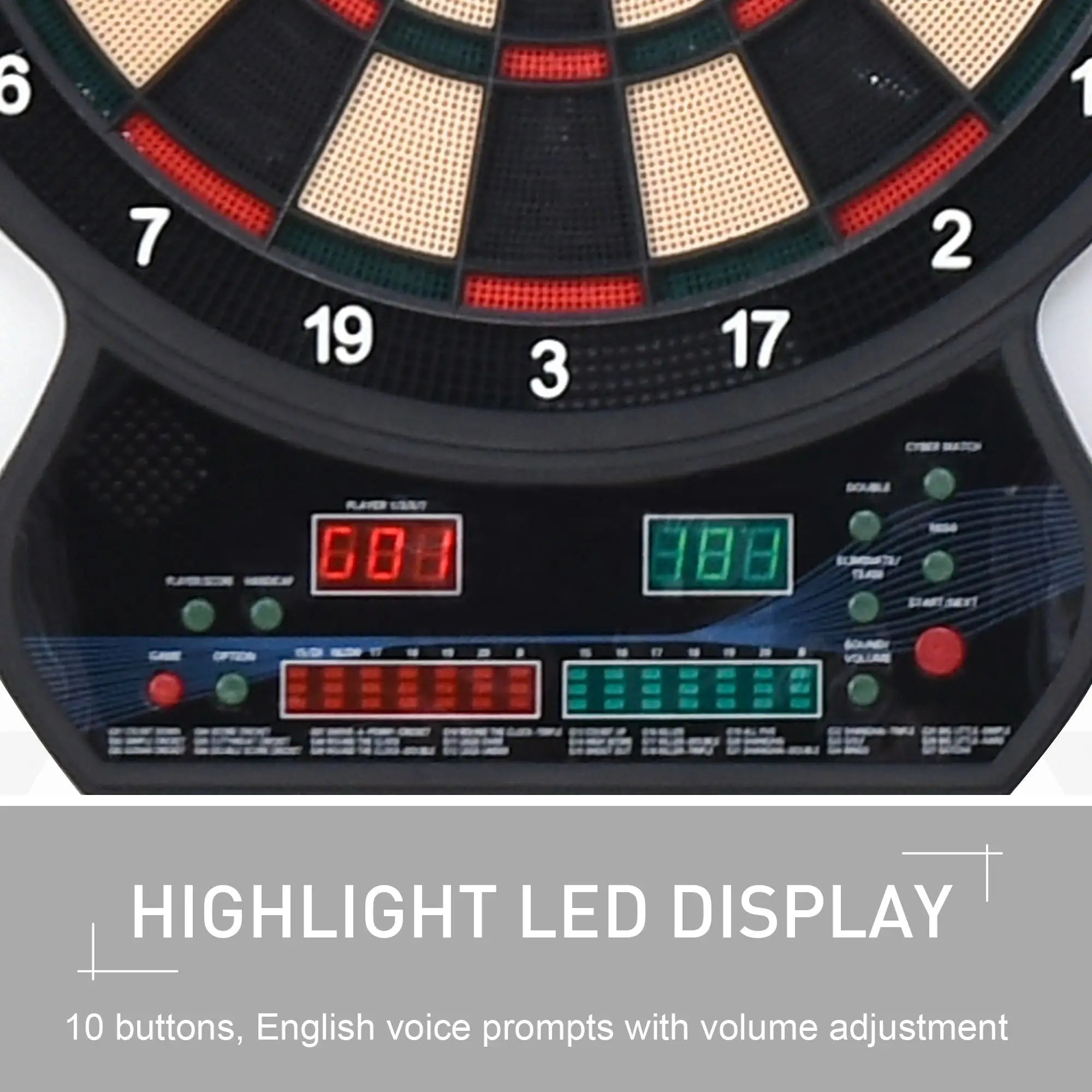 Electronic Hanging Dartboard LED Digital Score Set 27 Games and 202 Variations with 12 Soft Tip Darts