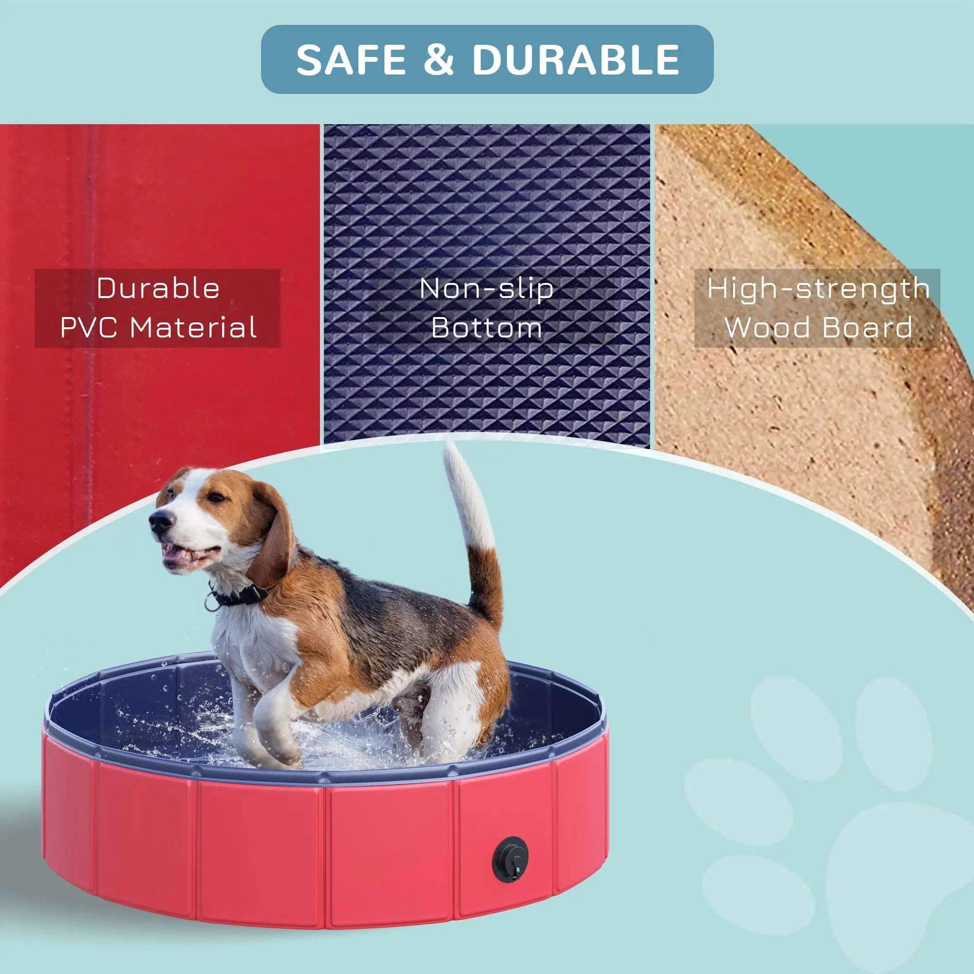 Foldable Dog Paddling Pool Pet Cat Swimming Pool Indoor/Outdoor Collapsible Summer Bathing Tub Shower Tub Puppy Washer (Φ80 × 20H cm, Red)
