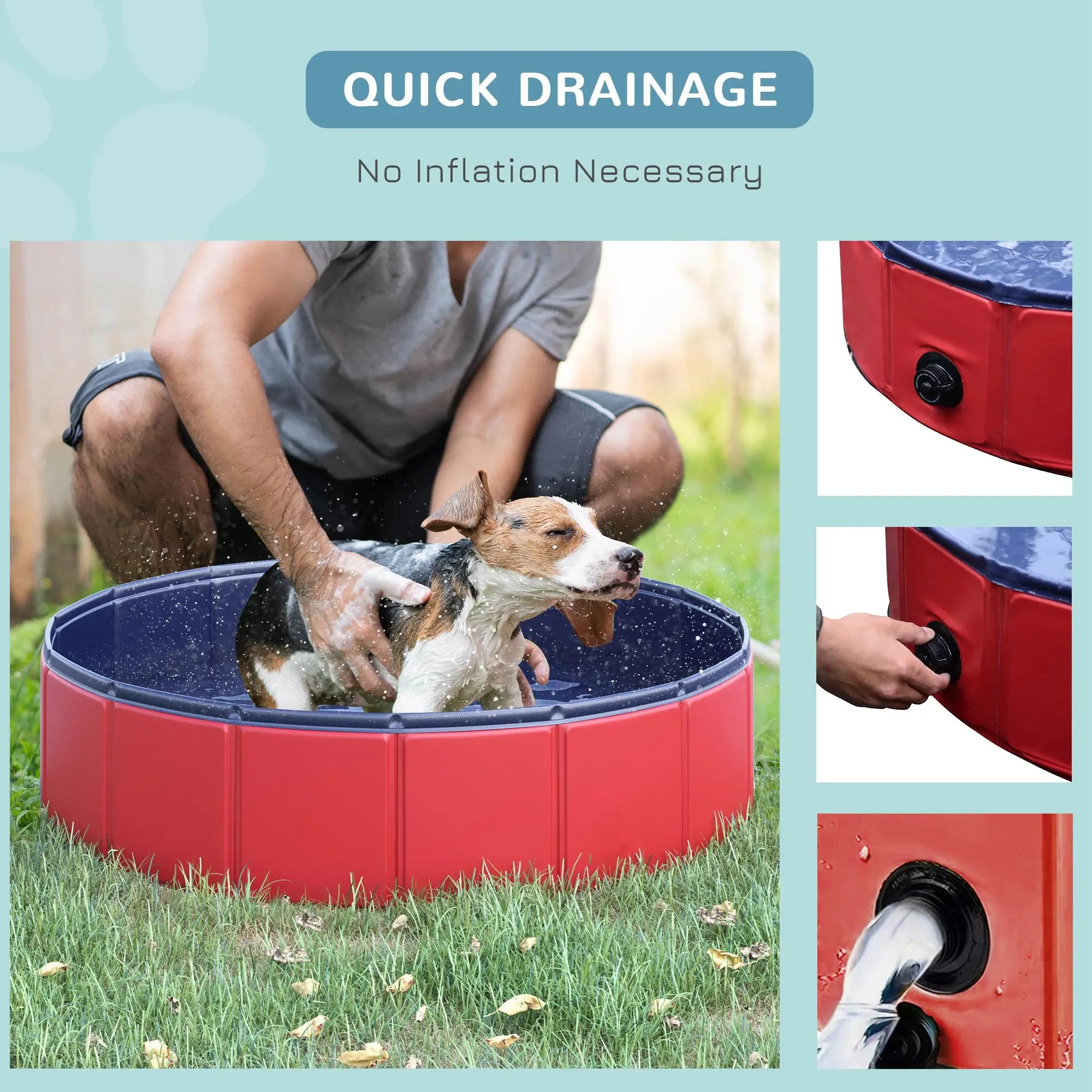 Foldable Dog Paddling Pool Pet Cat Swimming Pool Indoor/Outdoor Collapsible Summer Bathing Tub Shower Tub Puppy Washer (Φ80 × 20H cm, Red)