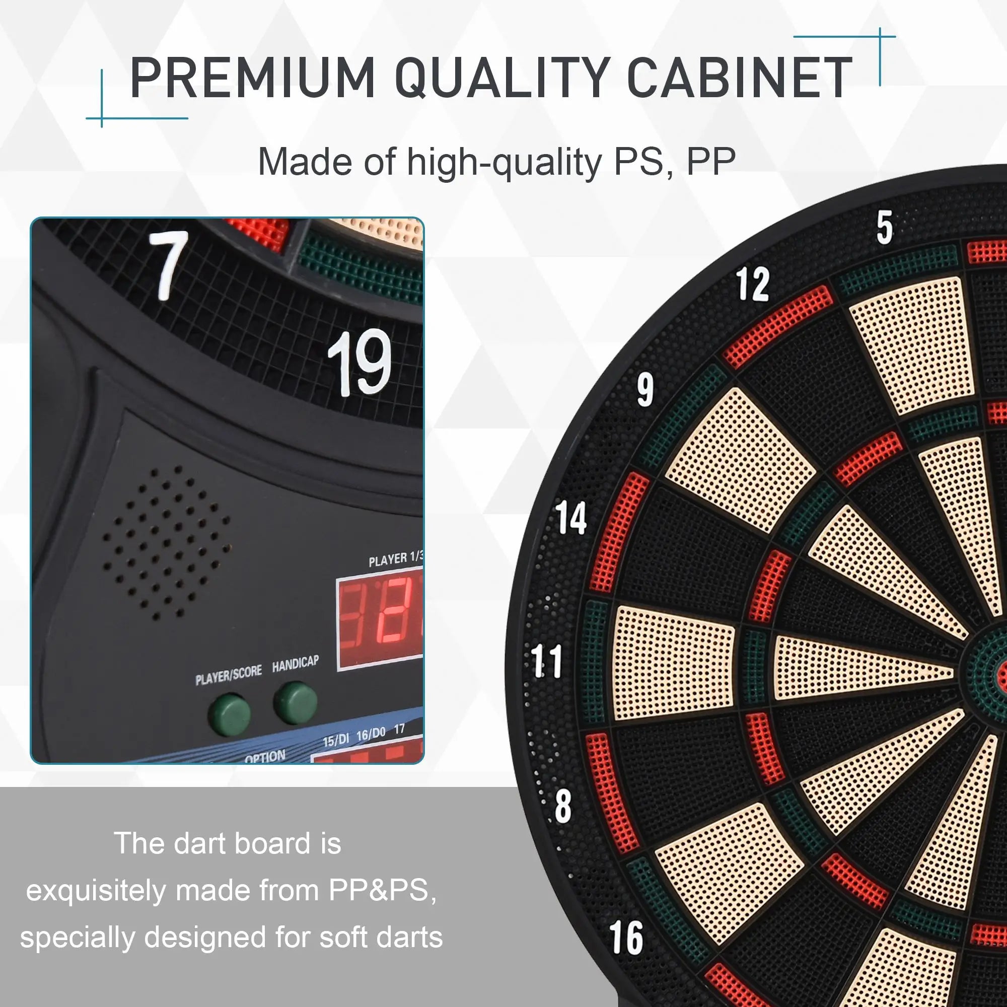 Electronic Hanging Dartboard LED Digital Score Set 27 Games and 202 Variations with 12 Soft Tip Darts