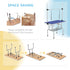 42" Dog Grooming Table, Adjustable Pet Cat Drying Beauty Table with 2 Loops Storage Basket, Rubber Top, Blue