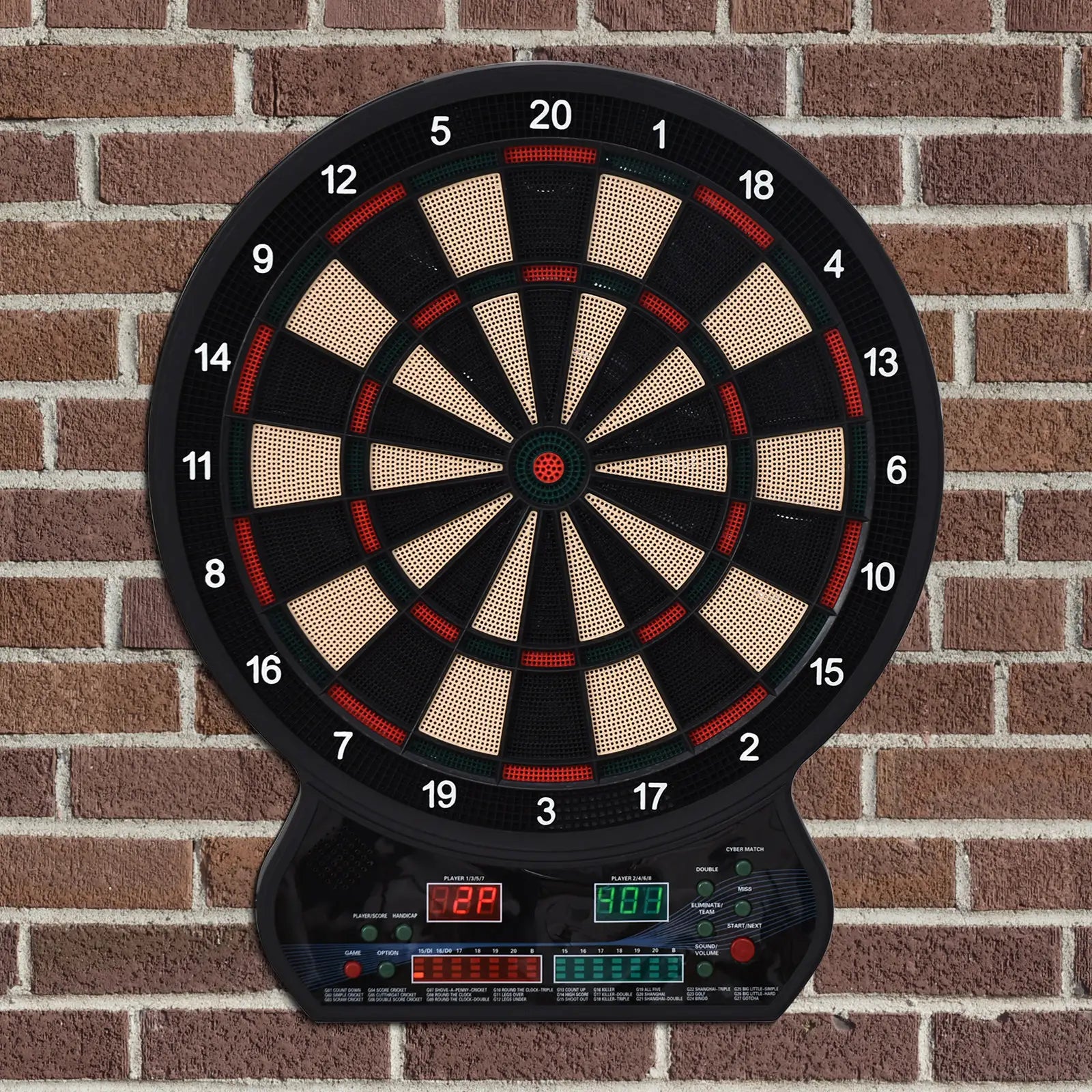 Electronic Hanging Dartboard LED Digital Score Set 27 Games and 202 Variations with 12 Soft Tip Darts