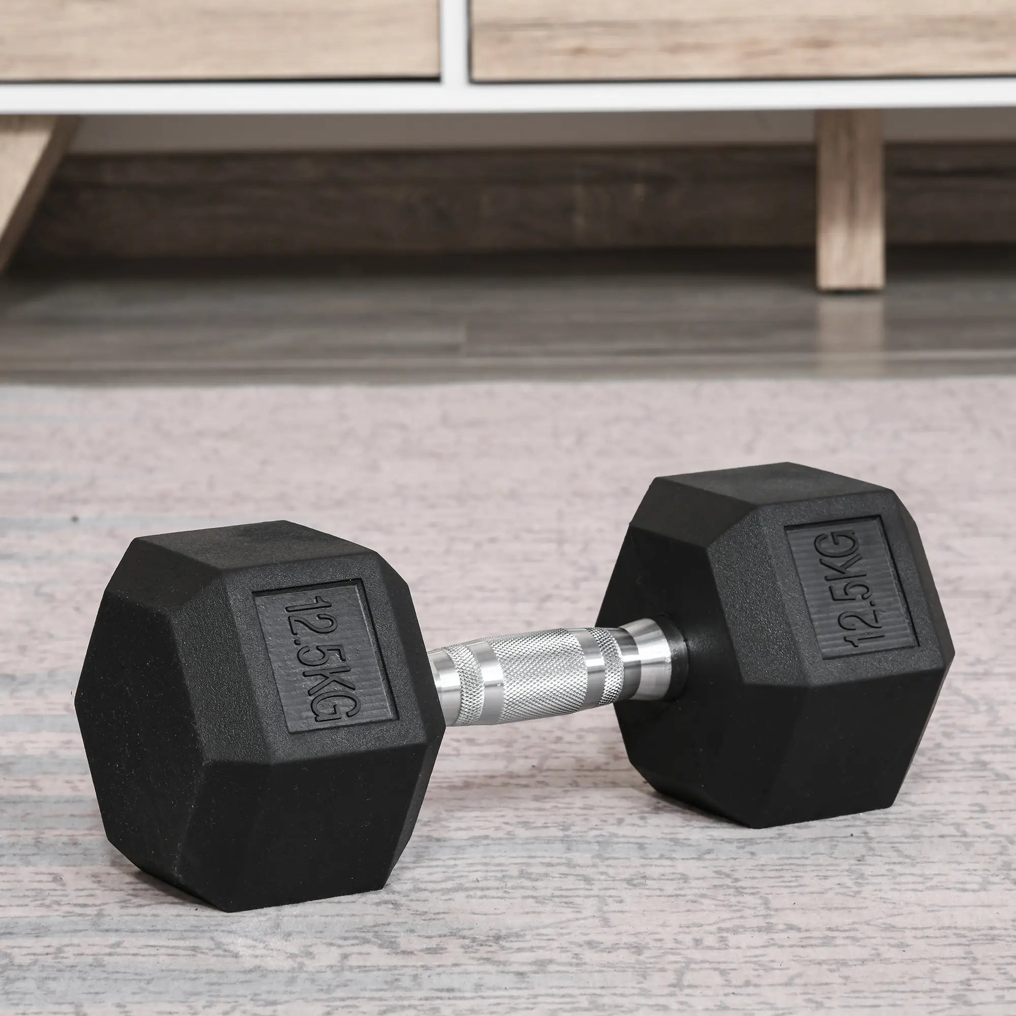 12.5KG Single Rubber Hex Dumbbell Portable Hand Weights Dumbbell Home Gym