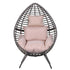 Garden Egg Chair, Teardrop Outdoor PE Rattan Chair with Full-body Soft Padded Cushion, Grey