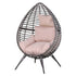 Garden Egg Chair, Teardrop Outdoor PE Rattan Chair with Full-body Soft Padded Cushion, Grey