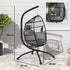 Hanging Egg Chair Outdoor Indoor Garden Swing Chair with Folding Basket and Thickened Cushion, Garden Hanging Chair with Stand, Headrest, Cup Holder for Patio, Balcony, Dark Grey