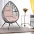 Garden Egg Chair, Teardrop Outdoor PE Rattan Chair with Full-body Soft Padded Cushion, Grey