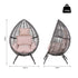 Garden Egg Chair, Teardrop Outdoor PE Rattan Chair with Full-body Soft Padded Cushion, Grey