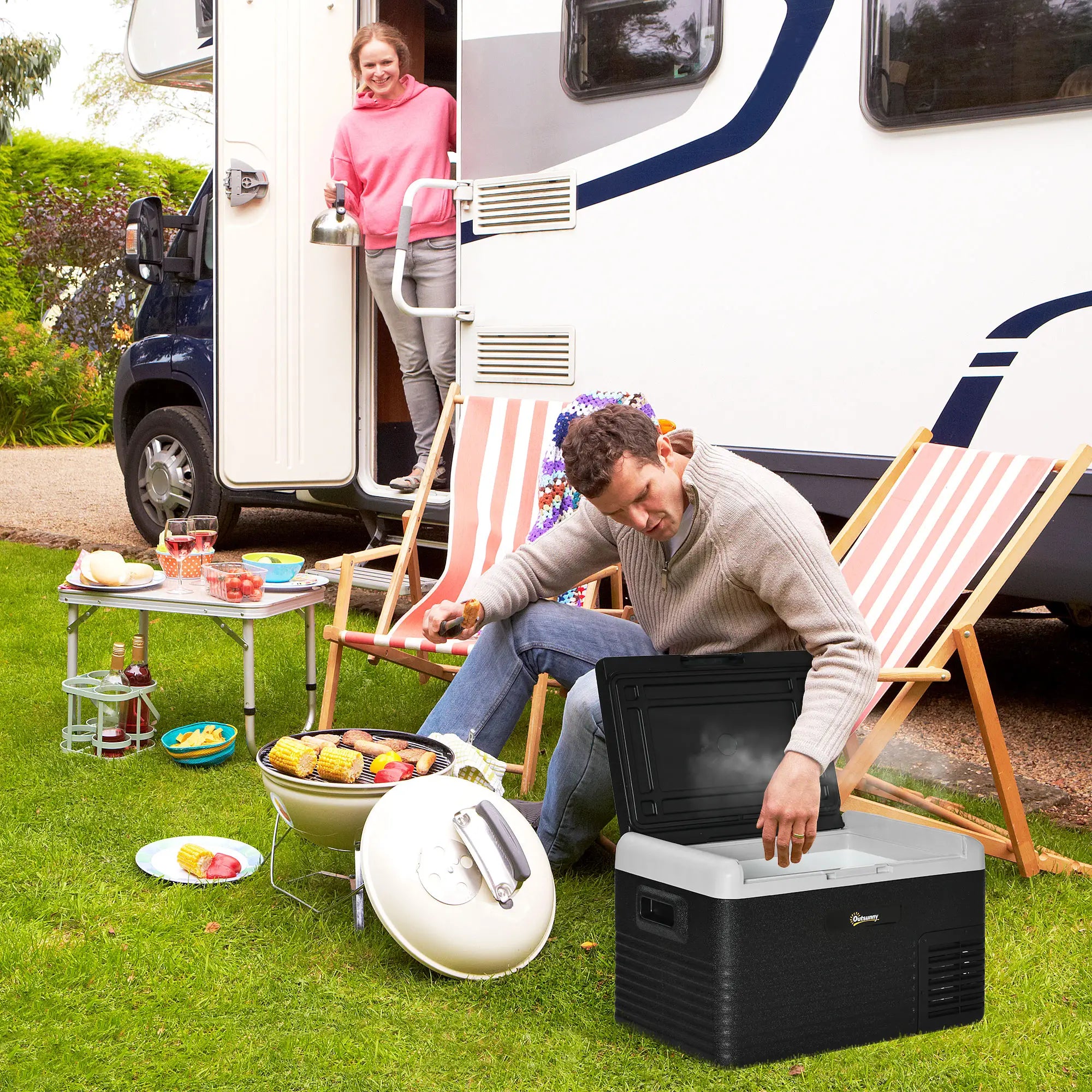 30L Portable Car Refrigerator - Grey and Black