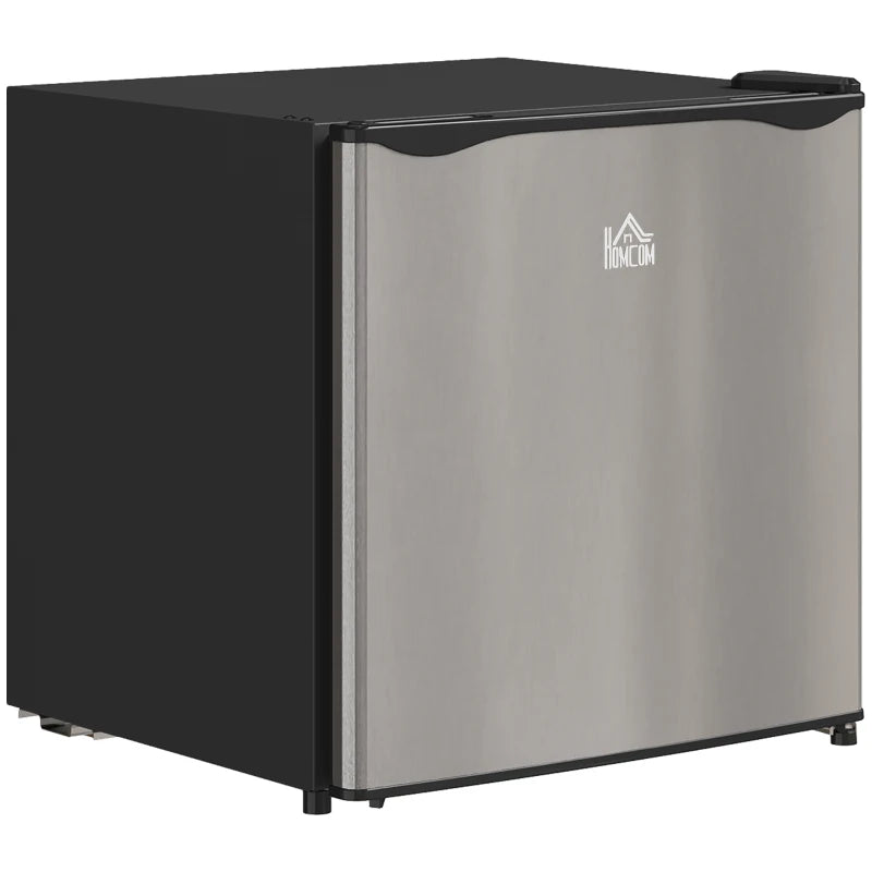 46 Litre Table Top Mini Fridge, Small Fridge with Ice Box, Reversible Door, Adjustable Temperature and Legs for Bedrooms, Home Office, Silver Tone