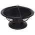 Metal Large Firepit Bowl Outdoor Round Fire Pit Brazier w/ Lid, Log Grate, Poker, Elegant Scrolls for Backyard, Camping, Bonfire, Wood Burning Stove, 76 x 76 x 50cm, Black