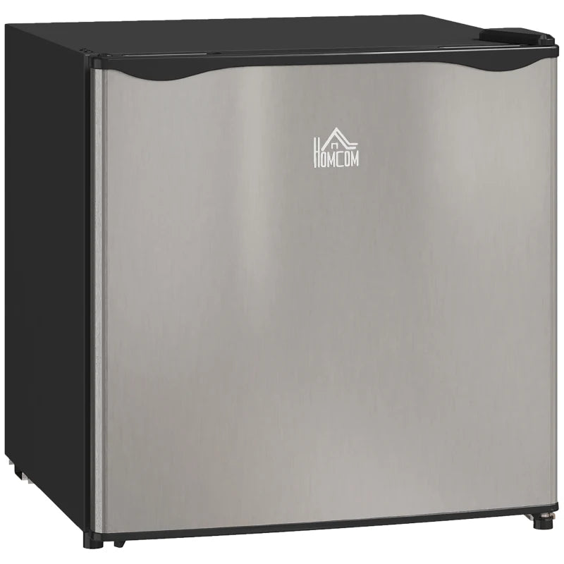 46 Litre Table Top Mini Fridge, Small Fridge with Ice Box, Reversible Door, Adjustable Temperature and Legs for Bedrooms, Home Office, Silver Tone