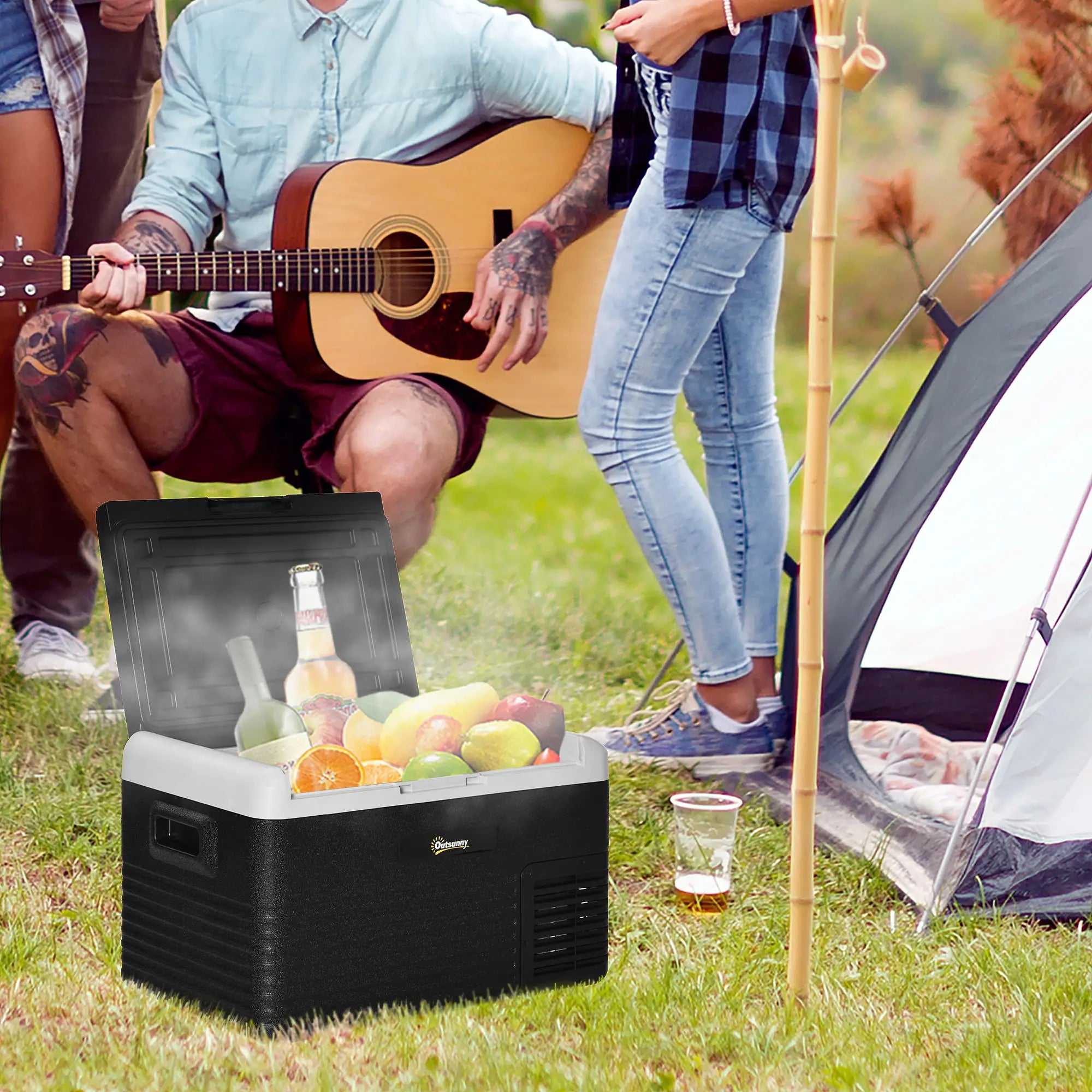 30L Portable Car Refrigerator - Grey and Black