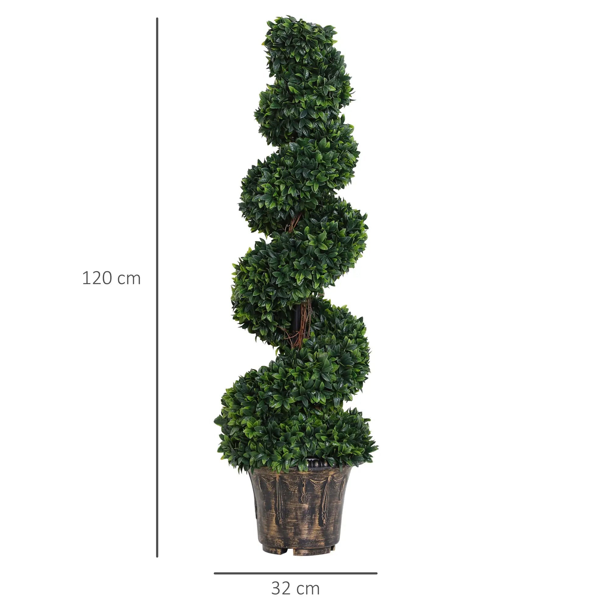 Set of 2 Artificial Boxwood Spiral Topiary Trees Potted Decorative Plant Outdoor and Indoor Décor 120cm Bargain Clearance Centre