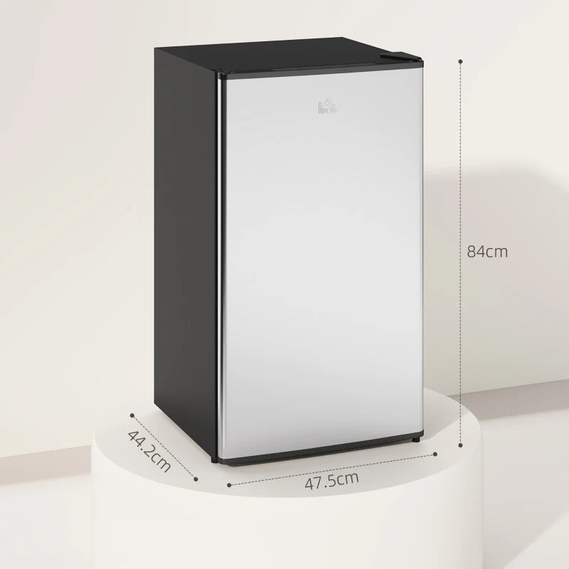 91 Litre Freestanding Under Counter Fridge Freezer, Small Fridge with Chiller Box, Adjustable Thermostat, 47.5cm Wide, Silver Tone