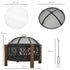 Metal Large Firepit Bowl Outdoor 2-In-1 Round Fire Pit Brazier w/ Lid, BBQ Grill, Poker for Backyard, Camping, Bonfire, Wood Burning Stove, 78 x 78 x 60cm, Black