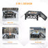 Large Outdoor Fire Pit Table, 3 in 1 Square Wood Burning Firepit Metal Brazier, BBQ Grill, Ice Bucket w/ Grill Grate, Log Grate, Lid, Poker for Garden, Camping, Bonfire, 76 x 76 x 47cm, Black