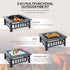 Metal Large Firepit Outdoor Square Fire Pit Brazier w/ Rain Cover, Lid, Log Grate, Poker for Backyard, Camping, BBQ, Bonfire, Wood Burning Stove, 86 x 86 x 54cm, Black