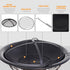 Metal Large Firepit Bowl Outdoor Round Fire Pit Brazier w/ Lid, Log Grate, Poker, Elegant Scrolls for Backyard, Camping, Bonfire, Wood Burning Stove, 76 x 76 x 50cm, Black