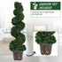 Set of 2 Artificial Boxwood Spiral Topiary Trees Potted Decorative Plant Outdoor and Indoor Décor 120cm Bargain Clearance Centre